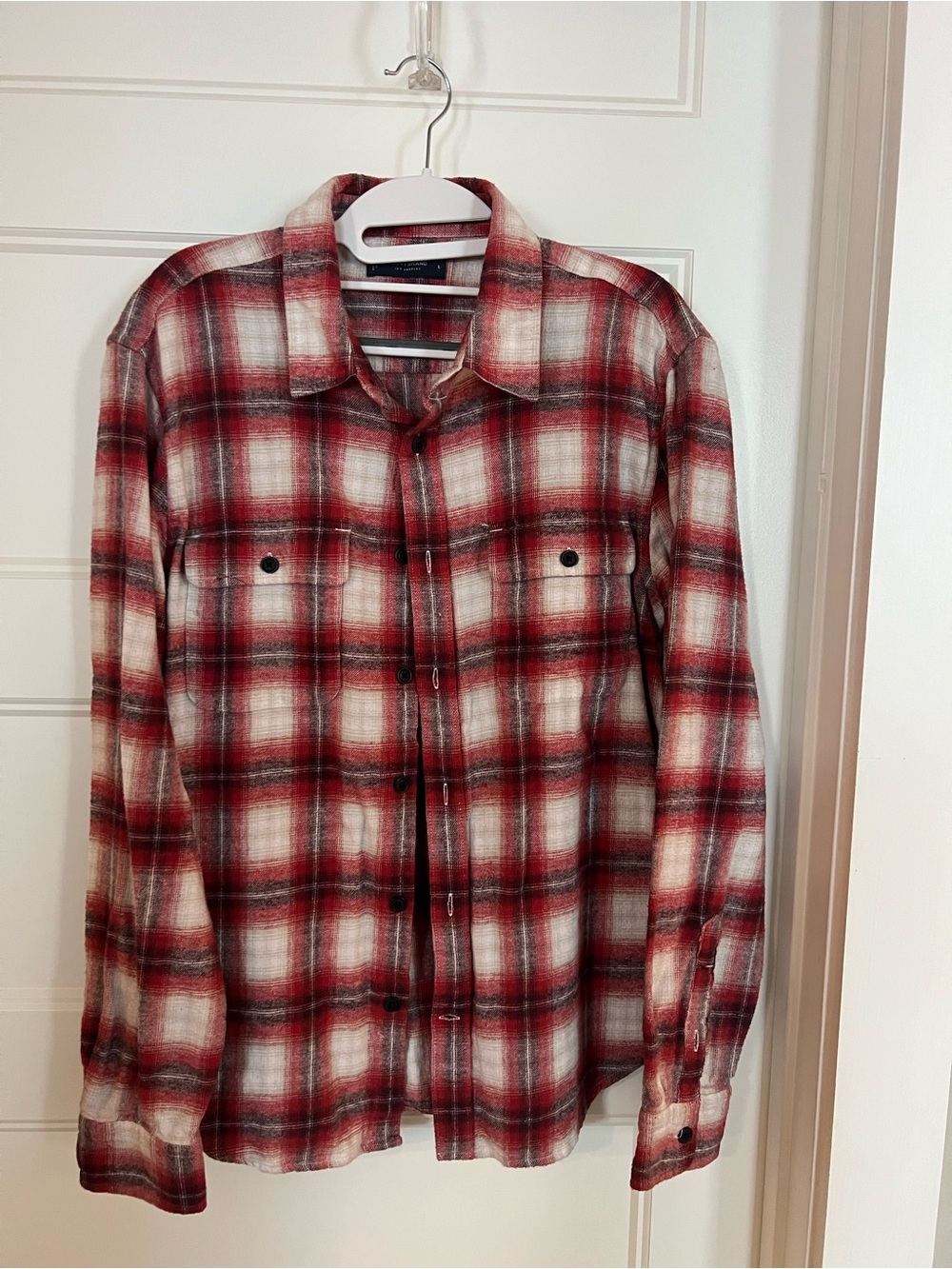 Lucky Brand Red and White Plaid Button-Down Shirt
